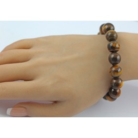 Tigerauge Armband gold braune Natur Edelsteine flexibel