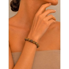 Tigerauge Armband gold braune Natur Edelsteine flexibel