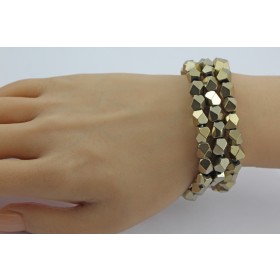 Pyrit Armband Set aus goldschimmernde Natur Edelsteine flexibel