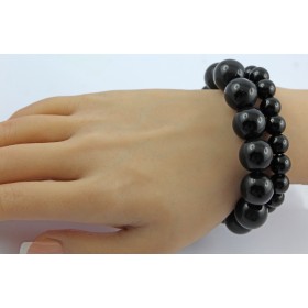 Obsidian Armband Set schwarze Natur Edelsteine flexibel