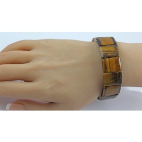 Tigerauge Armband gold braune Natur Edelsteine flexibel