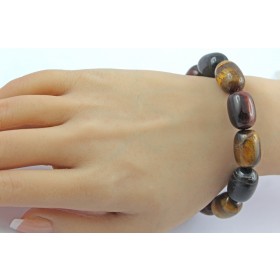Tigerauge Armband braun weinrote Natur Edelsteine flexibel