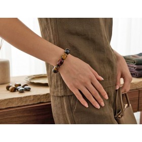 Tigerauge Armband braun weinrote Natur Edelsteine flexibel