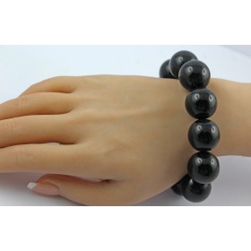 Obsidian Armband tiefschwarze Natur Edelsteine flexibel
