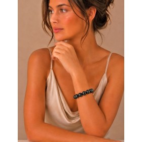Obsidian Armband tiefschwarze Natur Edelsteine flexibel