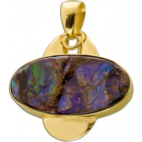 Ammolit Anhänger Silber vergoldet grün violetter Edelstein