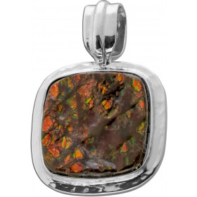 Ammolit Anhänger Silber 925 grün orange brauner Edelstein