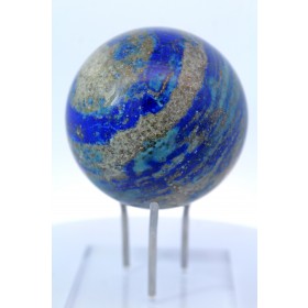 Lapislazuli Kugel Azur Blau Goldadern Handgeschnitzt poliert Plexiglasständer