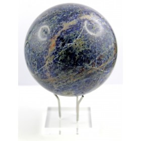 Sodalith Kugel blauer Naturedelstein weißer Bergkristall handgeschnitzt