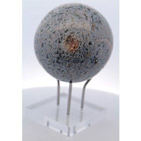 Ozeanjaspis Kugel hellgrau weißer Naturedelstein handgeschnitzt