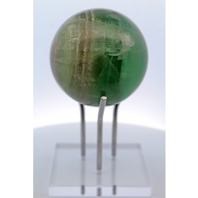 Fluorit Kugel dunkel hellgrün brauner Naturedelstein handgeschnitzt