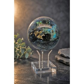 Labradorit Kugel 63mm olivgrün blauer Edelstein 1865ct