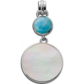 Larimar Anhänger Silber 925 nat. hellblauer Larimar 4ct Perlmutt 5.2ct