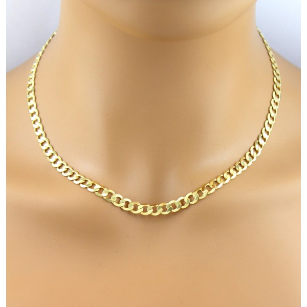 PANZERKETTE flach 333 Gold Kette Halskette Collier Diamantiert 8 Karat GOLD TOP! 