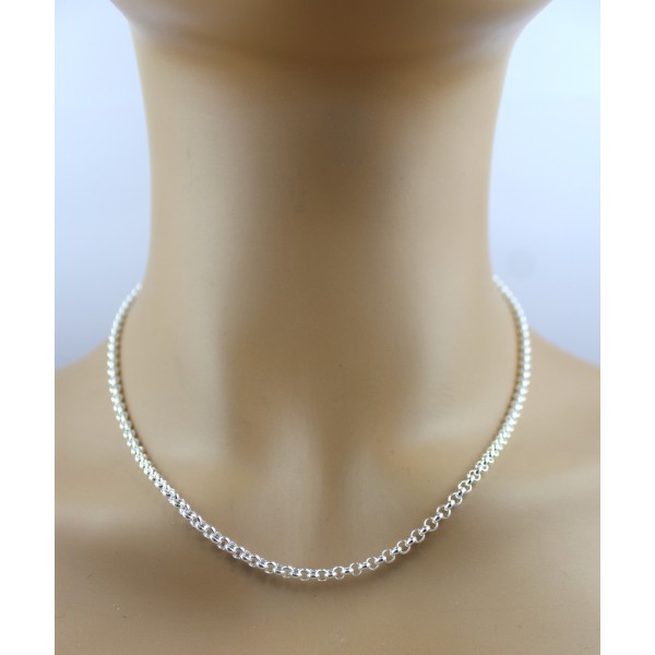 Charmskette 3mm - ERRE poliert 925 Silber UNO Silberkette massiv Sterling A Ch. Abramowicz Ankerkette Halskette