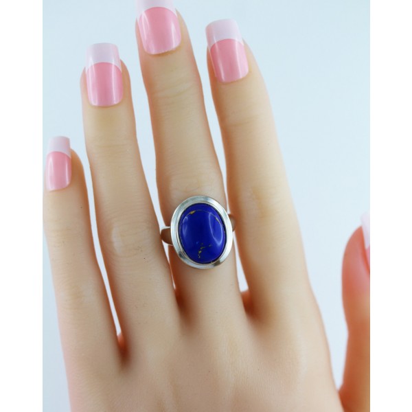 Silberring Ring Silber 925 Edelstein Ch. Abramowicz blau Lapislazuli 