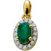 Anhänger Gelbgold 585 14 Karat 1 Smaragd 16 Diamanten 0,10ct W/SI 