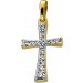 Kreuz Anhänger Gelbgold 585 14K 16 Brillanten 0.10ct TW VSI