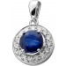 Saphir Anhänger Weißgold 585 14K blauer Edelstein Lab Grown Diamanten 0.38ct