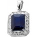 Saphir Anhänger Weißgold 585 14K blauer Edelstein Lab Grown Diamanten