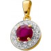 Rubin Anhänger Gelbgold 585 14K roter Edelstein Lab Grown Diamanten
