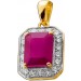 Rubin Anhänger Gelbgold 585 14K roter Edelstein Lab Grown Diamanten