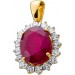 Rubin Anhänger Gold 585 14K roter Edelstein Lab Grown Diamanten