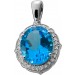 Blautopas Anhänger Platin 950 Swiss Blautopas 5.65ct Brillanten 0.25ct