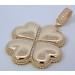 Kleeblatt Herz Anhänger Gold 585 14 Karat weiße Zirkonia