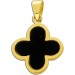 Kleeblatt Anhänger Gold 333 8K schwarzer Onyx Edelstein