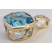 Topas Anhänger Gold 585 14K Swiss Blautopas Natur Brillanten