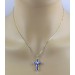 Kreuz Anhänger Gold 375 9K Natur Tansanite 1.8ct Labor Diamant 0.05ct