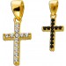 Kreuz Anhänger Gold 333 8K weiße schwarze Zirkonia Steine