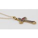 Kreuzkette Gelbgold 375 9K pinker Rubin 0.06ct Diamanten 0.14ct 