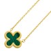 Malachit Kleeblatt Kette Gold 333 8K grüner Natur Edelstein