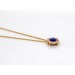 Kette Anhänger Gelbgold 333 8 Karat synth blauer Saphir weiße Zirkonia