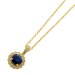 Saphirkette Anhänger Gelbgold 585 14K blauer Edelstein Brillanten