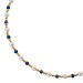 Saphir Halsreif Gelbgold 585 14K blaue Edelsteine Süßwasser Perlen