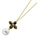 Perlmutt Kette Anhänger Gelbgold 585 14K Brillant Süßwasser Perle