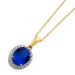 Tansanit Halskette  Anhänger Gold 585 14K blauer Edelstein Brillanten 