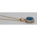 Blautopas Halskette Anhänger Gold 585 14K blauer Edelstein Brillanten