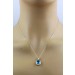 Blautopas Halskette Anhänger Gold 585 14K blauer Edelstein Brillanten