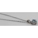 Aquamarin Kette Anhänger Platin 950 blauer Edelstein Brillanten 0.09ct 