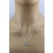 Aquamarin Kette Anhänger Platin 950 blauer Edelstein Brillanten 0.09ct 