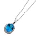 Platinkette Anhänger Platin 950 wasserblauer Blautopas Brillanten 0.3ct