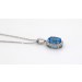 Platinkette Anhänger Platin 950 wasserblauer Blautopas Brillanten 0.3ct