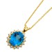 Topas Collier Gold 585 14K blauer Natur Swiss Blautopas Natur Diamanten