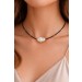 Spinell Kette Gold 585 14K nat.schwarze Spinell Edelsteine Barockperle 