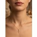 Kreuz Anhänger Collier Gold 375 9K Natur Diamant 0.02ct
