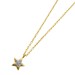 Stern Anhänger Ankerkette Gold 375 9K Natur Diamanten 0.04ct